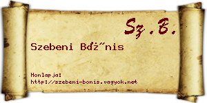 Szebeni Bónis névjegykártya